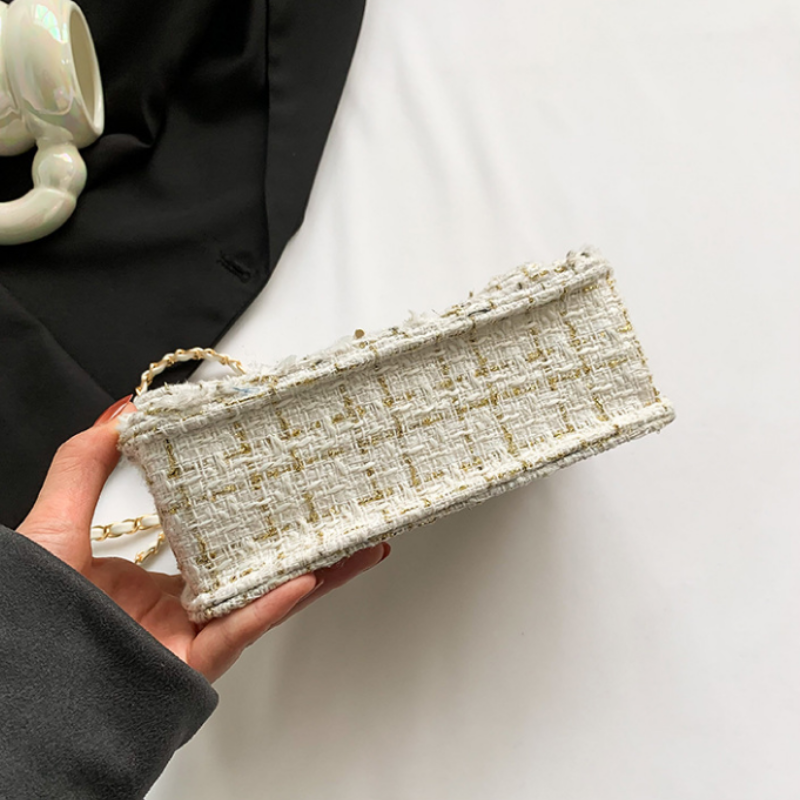 Elegant Tweed Chain Shoulder Bag