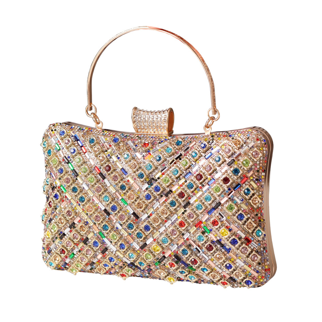 Colorful Diamond-Studded Resin Evening Clutch