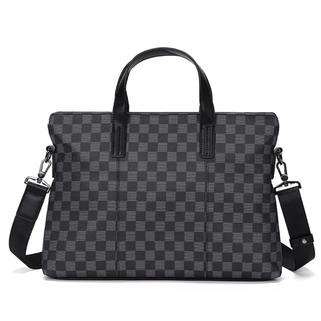 New Business Style Men's Plaid PU Leather Briefcase