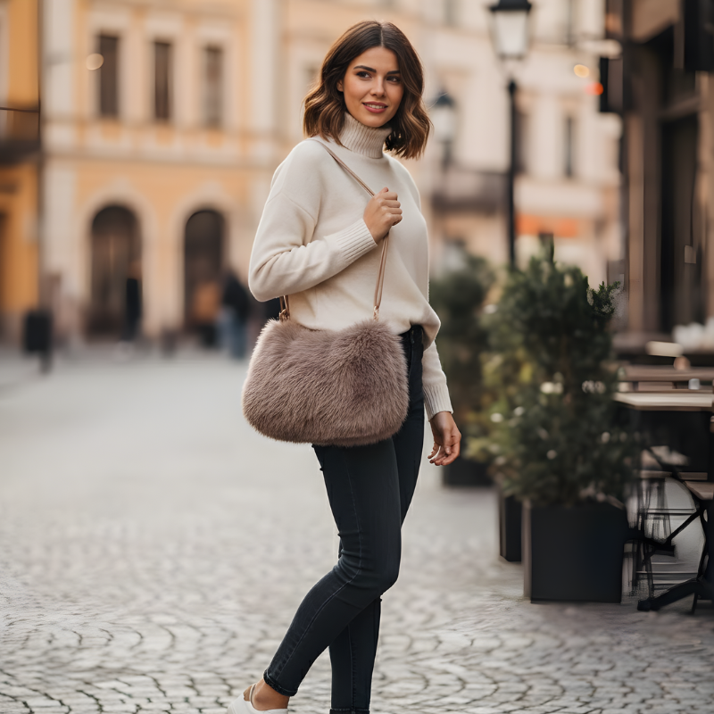 Fuzzy Flair Shoulder Bag