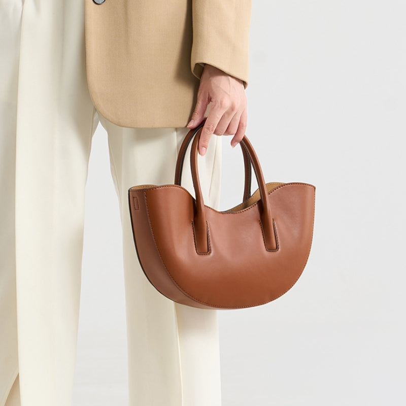 Sculptural Crescent Handbag with Accessory Pouch