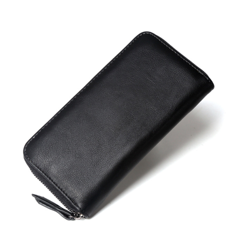 Men's Long Zipper Faux Leather Multifunctional Wallet