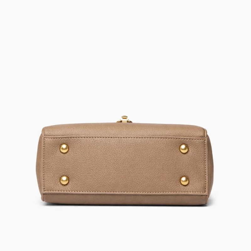 Lock Square Cowhide Textured Handbag