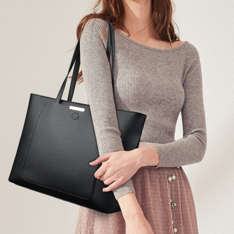 Women's Sleek Textured Top-Handle Shoulder Bag