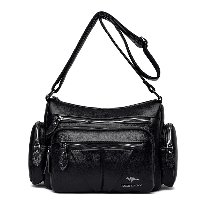 Multi-Compartment PU Leather Large Capacity Shoulder Bag