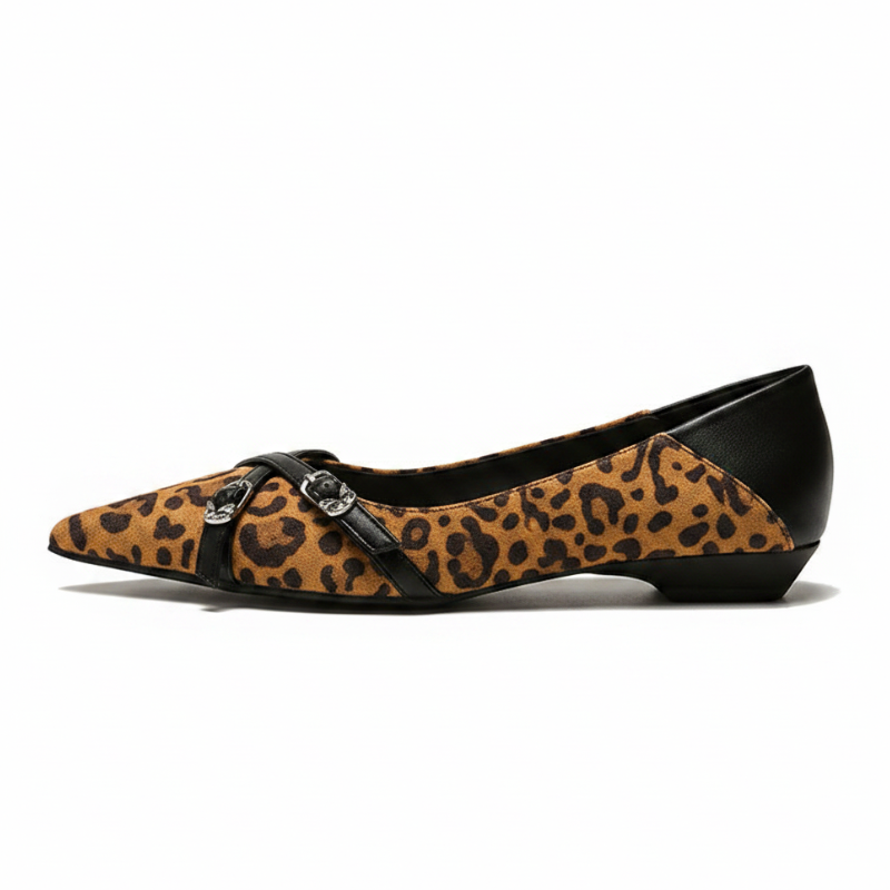 Women’s Pointed Toe Buckle Strap Low Heel Pumps