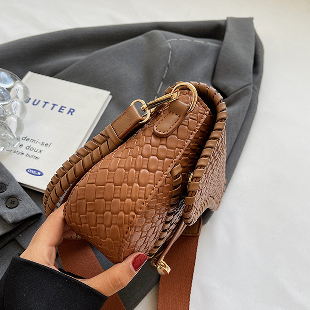Woven Retro Saddle Messenger Shoulder Bag