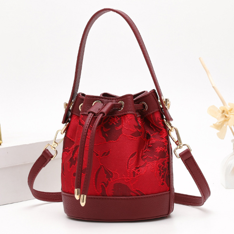 Red Wedding Bucket Bag for Brides