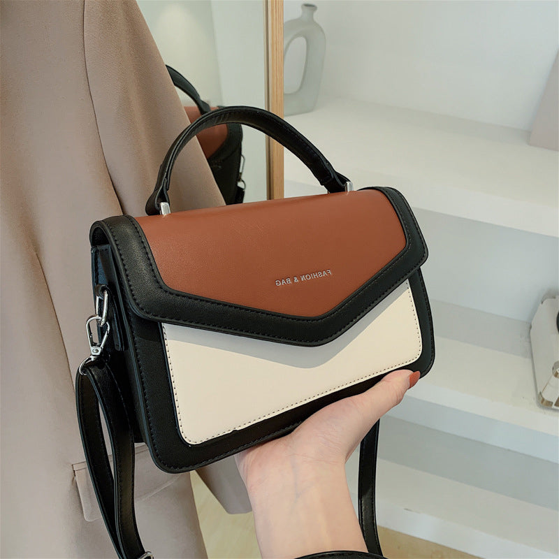 Retro Multi-Pocket Contrast Crossbody Bag