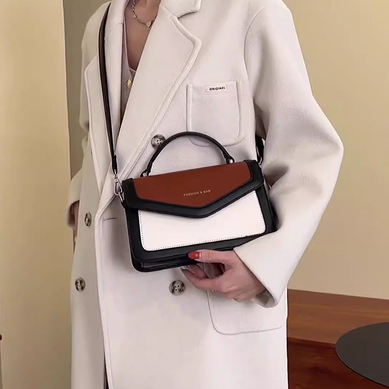 Retro Multi-Pocket Contrast Crossbody Bag