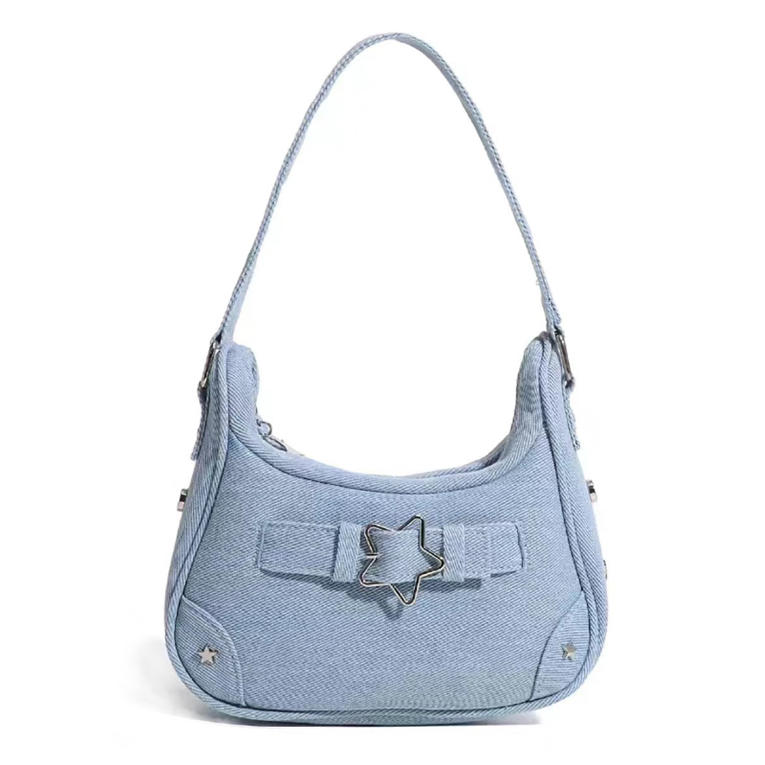 Light Luxury Denim Star Girl Underarm Shoulder Bag