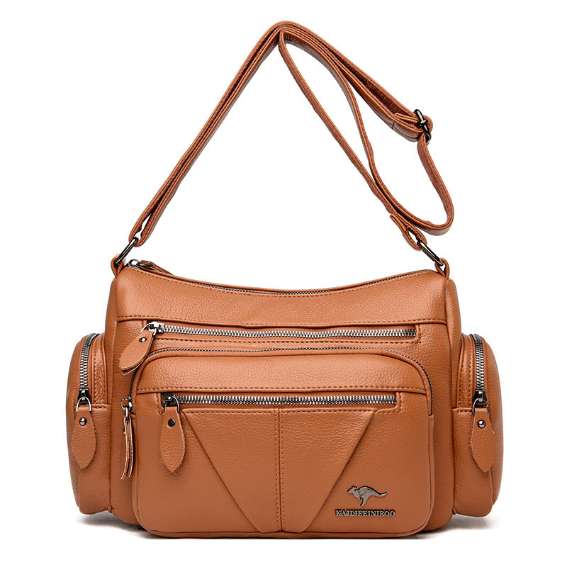 Multi-Compartment PU Leather Large Capacity Shoulder Bag