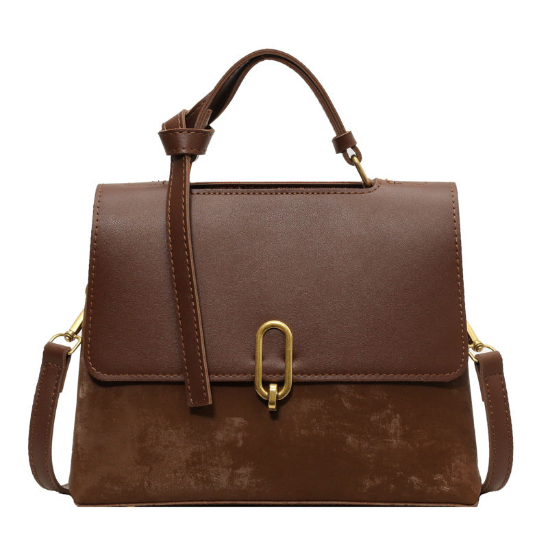 Retro Gold Clasp Messenger Handbag