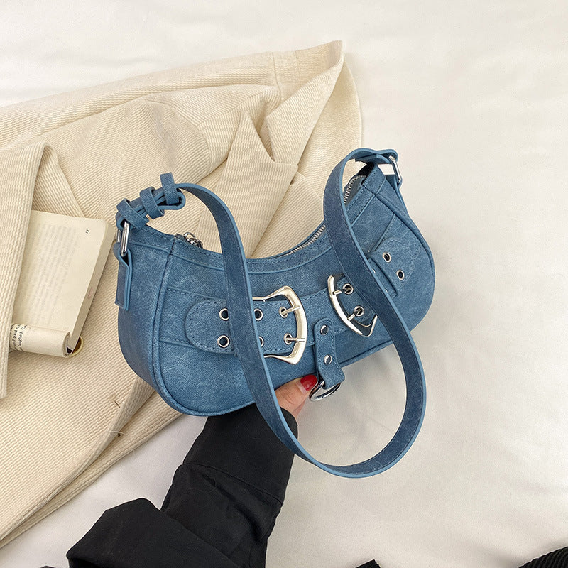 Textured Denim Mini Underarm Bag