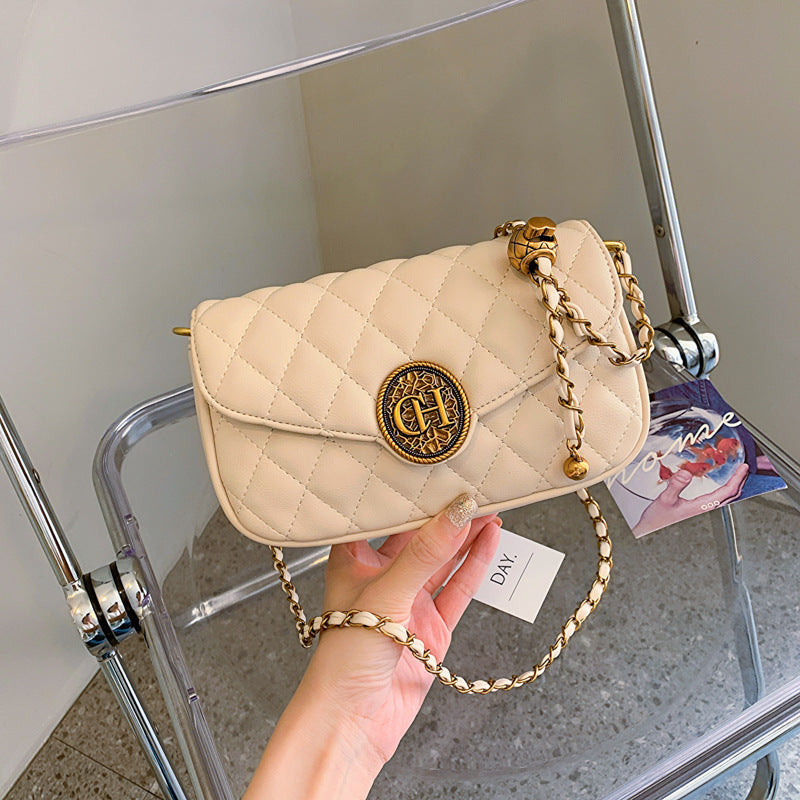 Pleated Chain Crossbody Square Bag