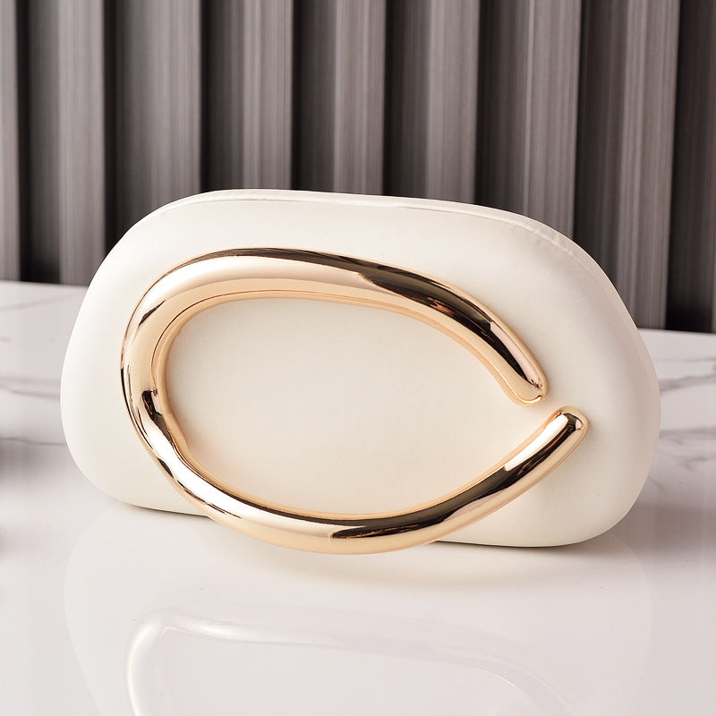 Elegant Satin Evening Clutch with Gold Arch Handle