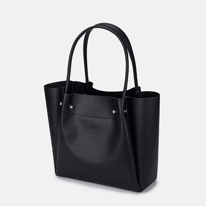 Portable Large Capacity PU Leather Commuter Tote Bag
