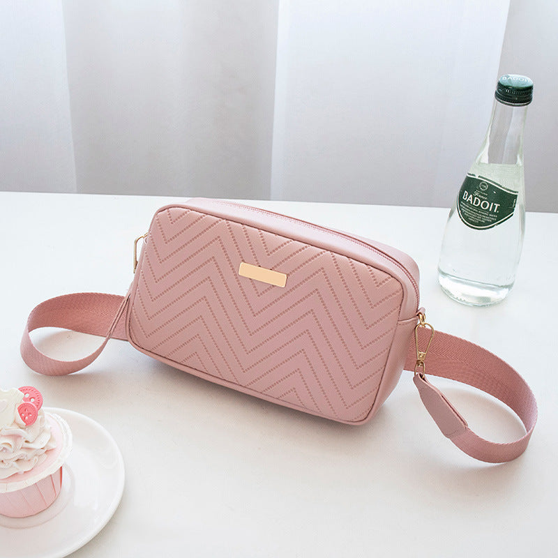 Wave Pattern Embroidered Camera Crossbody Bag