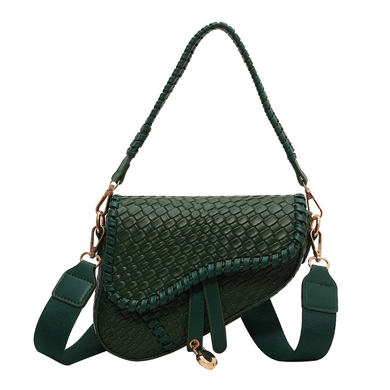 Woven Retro Saddle Messenger Shoulder Bag