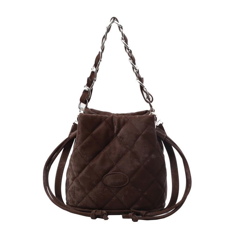 Velvet Retro Western Crossbody Bucket Shoulder Bag