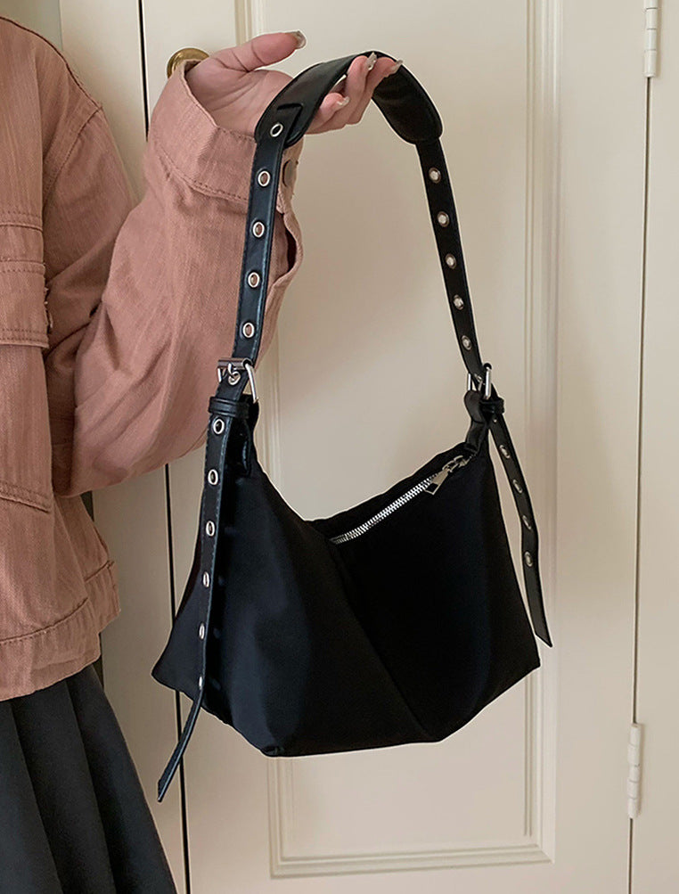 Textured Retro Nylon Underarm Crossbody Shoulder Bag