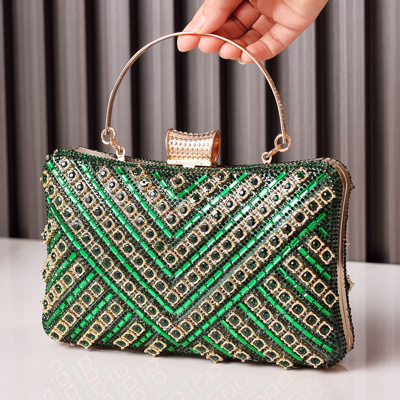 Colorful Diamond-Studded Resin Evening Clutch