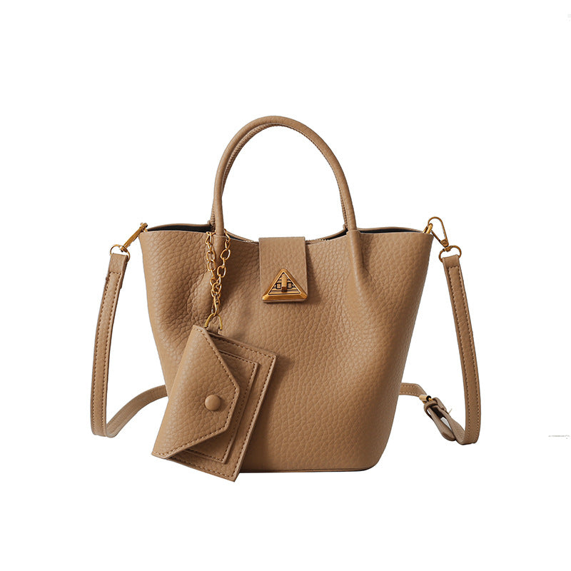 Retro Textured Bucket Messenger Handbag