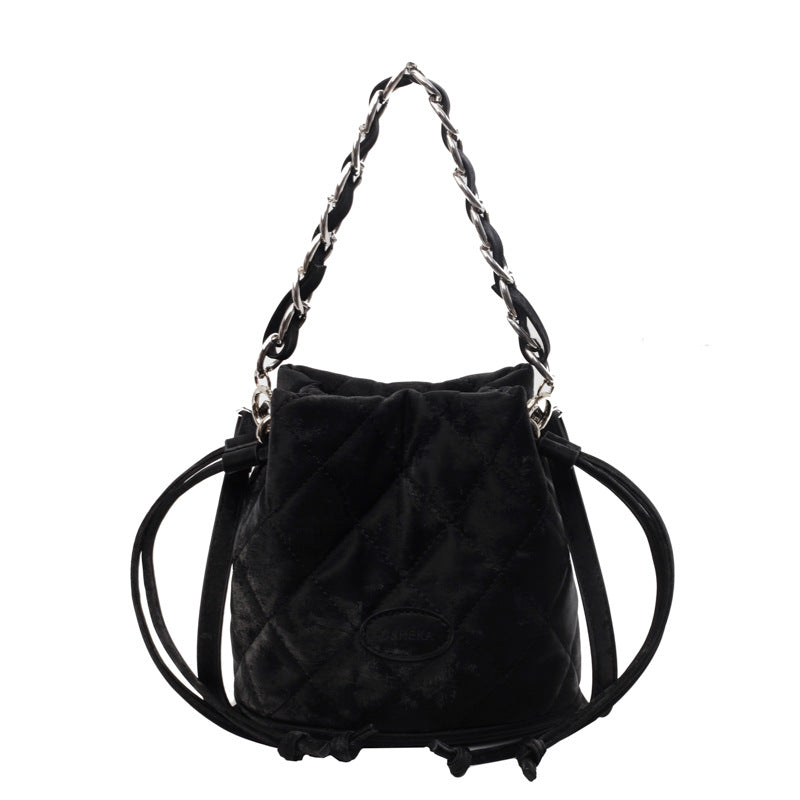 Velvet Retro Western Crossbody Bucket Shoulder Bag