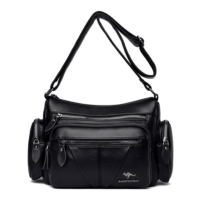 Multi-Compartment PU Leather Large Capacity Shoulder Bag