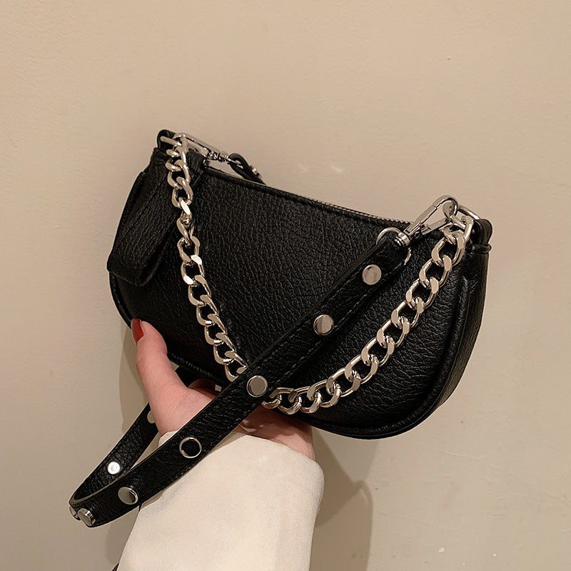 Litchi Pattern Chain Small Crossbody Bag