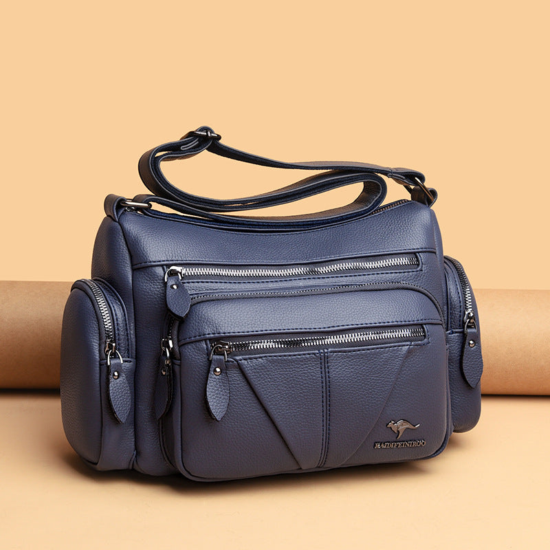 Multi-Compartment PU Leather Large Capacity Shoulder Bag