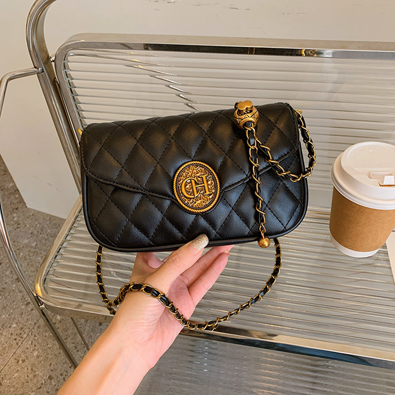 Pleated Chain Crossbody Square Bag