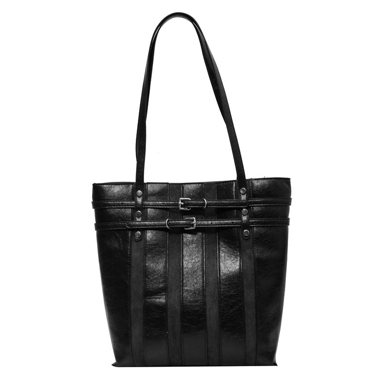 Textured Stitching Retro Fashion Large Shoulder Tote