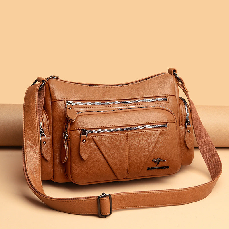 Multi-Compartment PU Leather Large Capacity Shoulder Bag