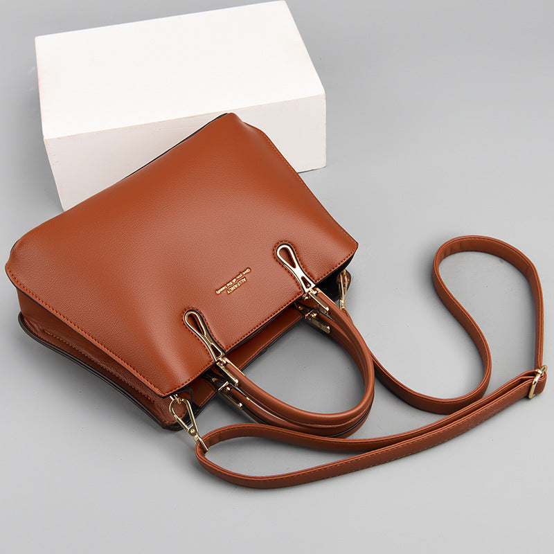 Simple Fashion PU Leather Shoulder Tote Bag for Moms