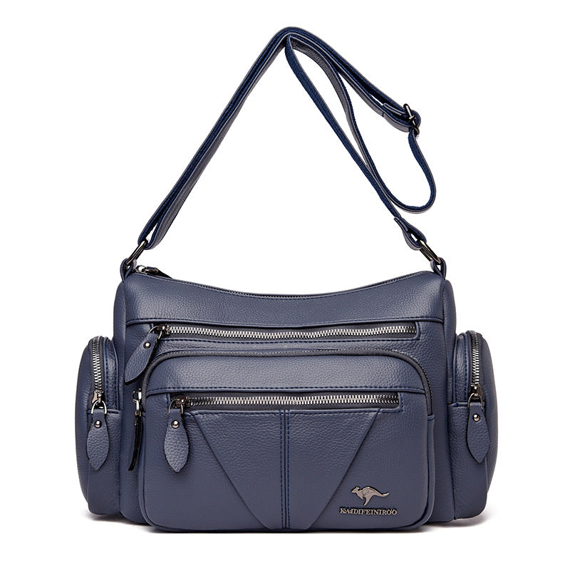 Multi-Compartment PU Leather Large Capacity Shoulder Bag