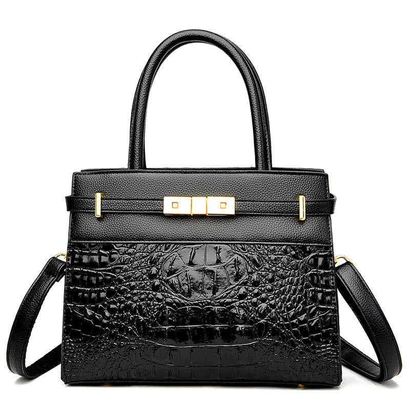 Simple Fashionable Crocodile Pattern Women's Handbag