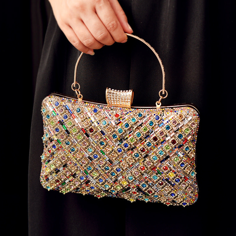 Colorful Diamond-Studded Resin Evening Clutch