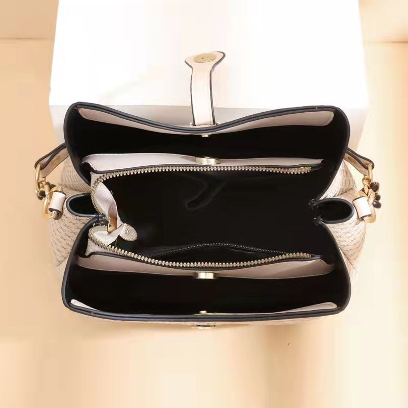 Large Capacity Triple Layer PU Leather Shoulder Messenger Bag