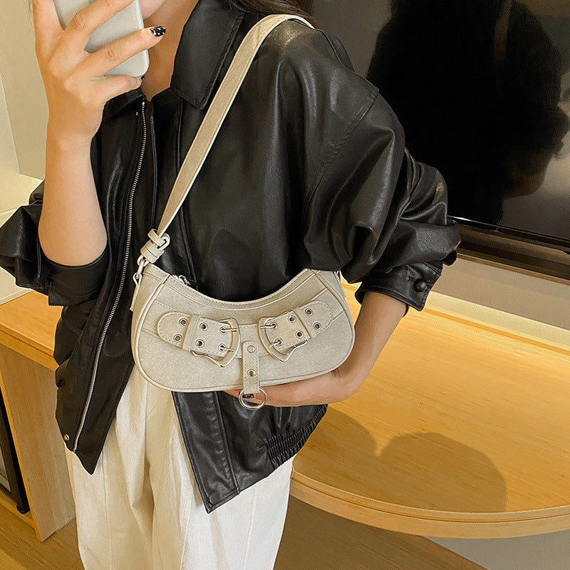 Textured Denim Mini Underarm Bag