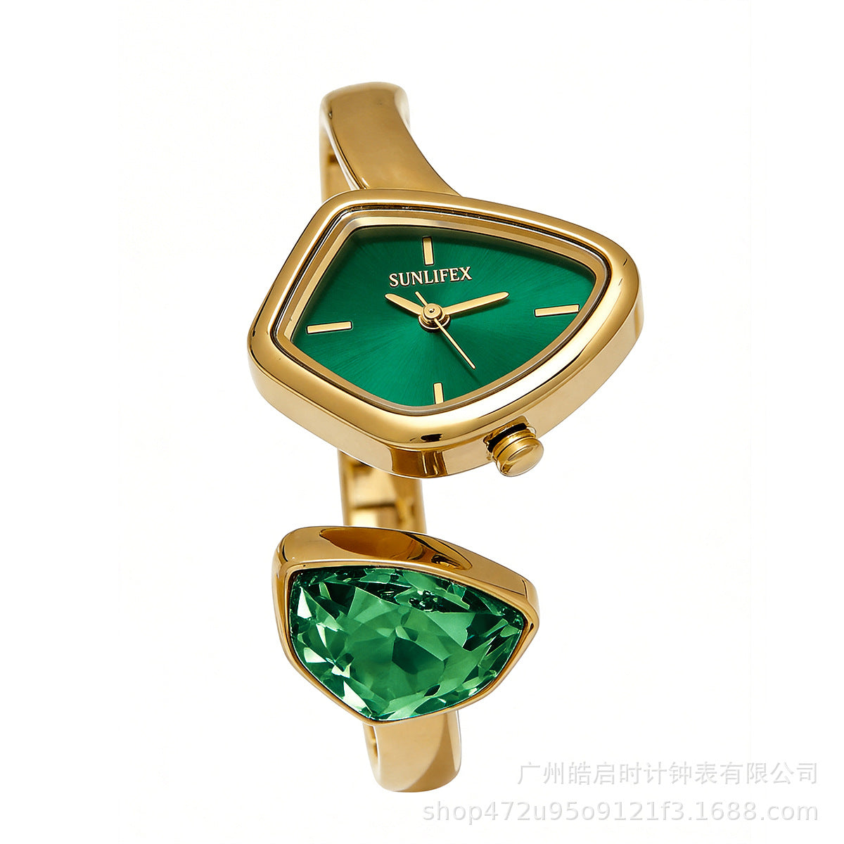 Crystal Curve Gold Bracelet Watch
