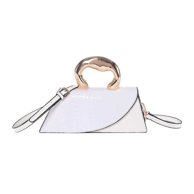 Crocodile Pattern Patent Leather Crossbody Bag