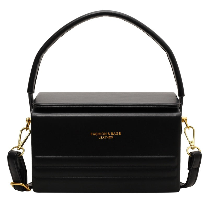 Striped Letter Textured Hard Shell Crossbody Bag