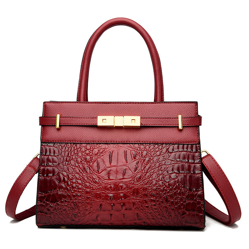 Simple Fashionable Crocodile Pattern Women's Handbag
