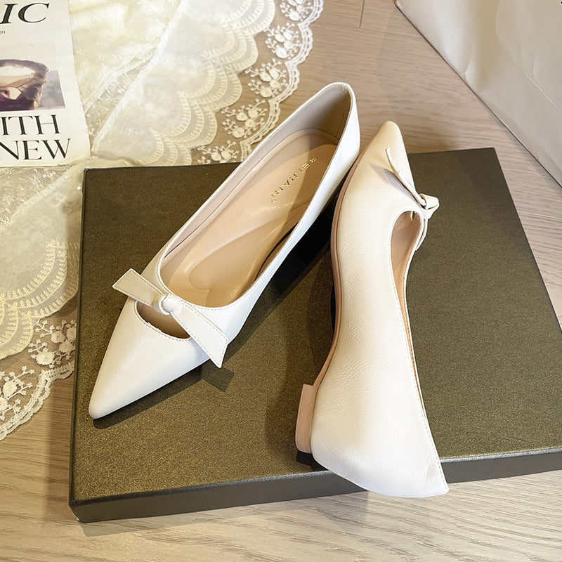 Bow-Tie Pointed Toe Wedge Heel Pumps