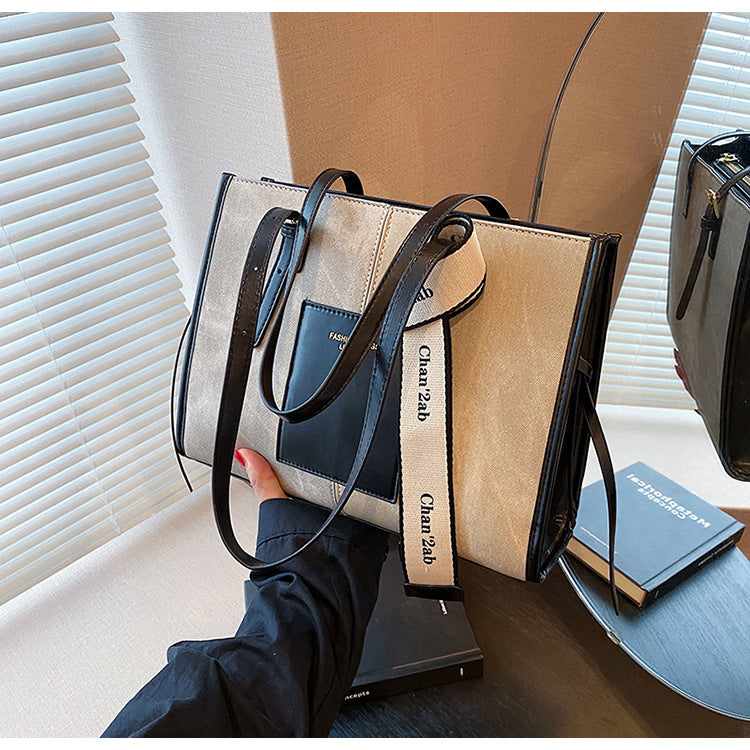 Contrast Color Underarm One-Shoulder Tote Bag