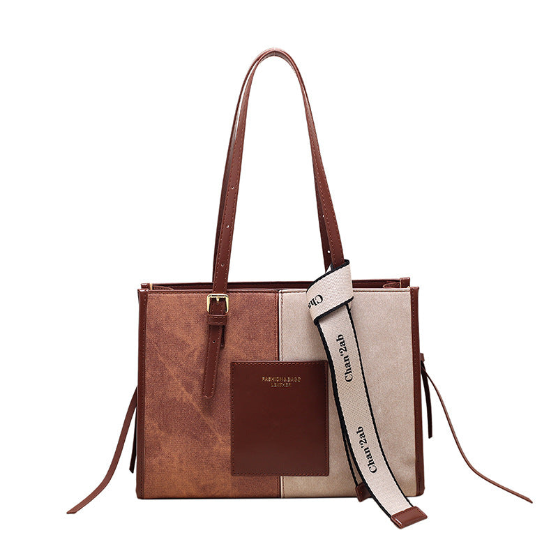 Contrast Color Underarm One-Shoulder Tote Bag