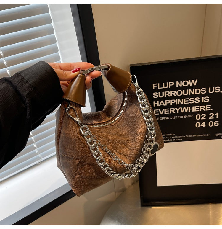 Retro Dumpling Style Handheld Shoulder Handbag