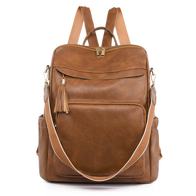 Retro Soft Leather Multi-Compartment Ladies Backpack