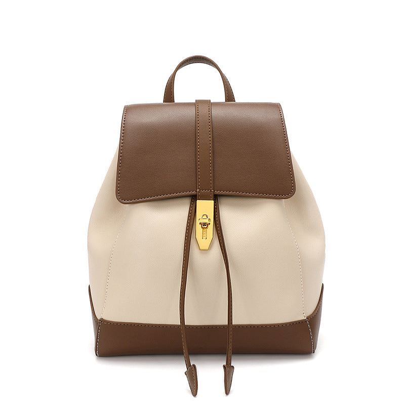 Fashionable Double Strap Cowhide School Backpack